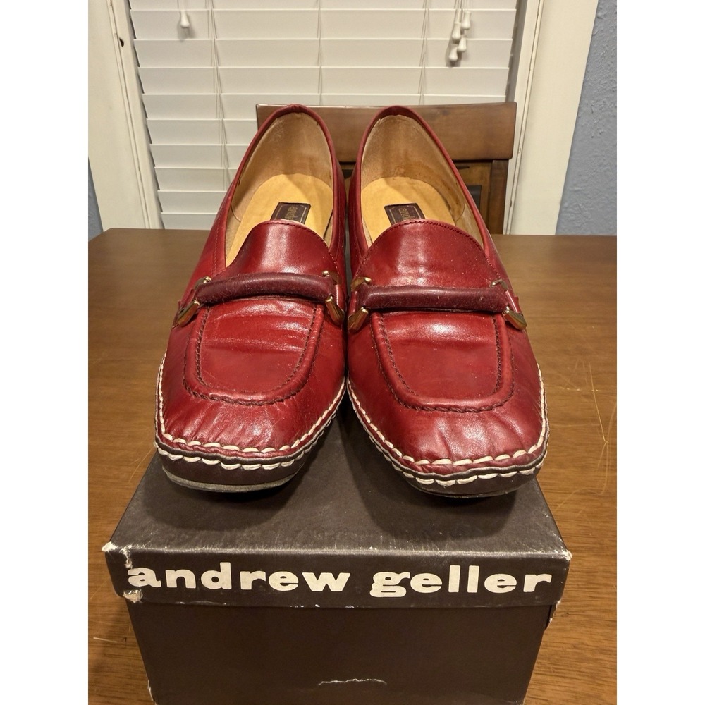 Vintage Andrew Gellar Cyber Wine red leather loafers Women's 8 1/2 M